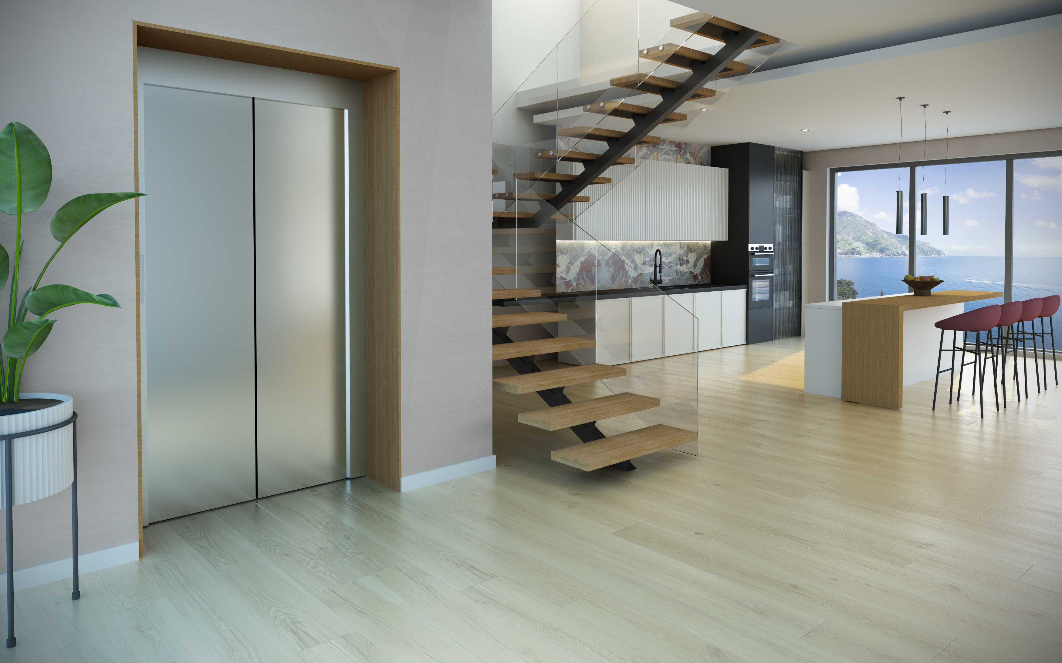 Custom Italian residential elevator in a modern home